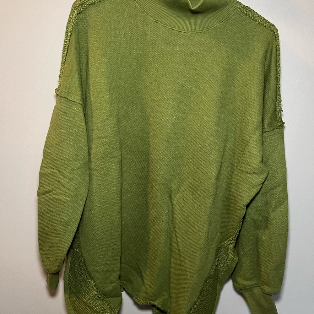 We The Free Olive Green Turtleneck Women’s Sweater (Oversized)